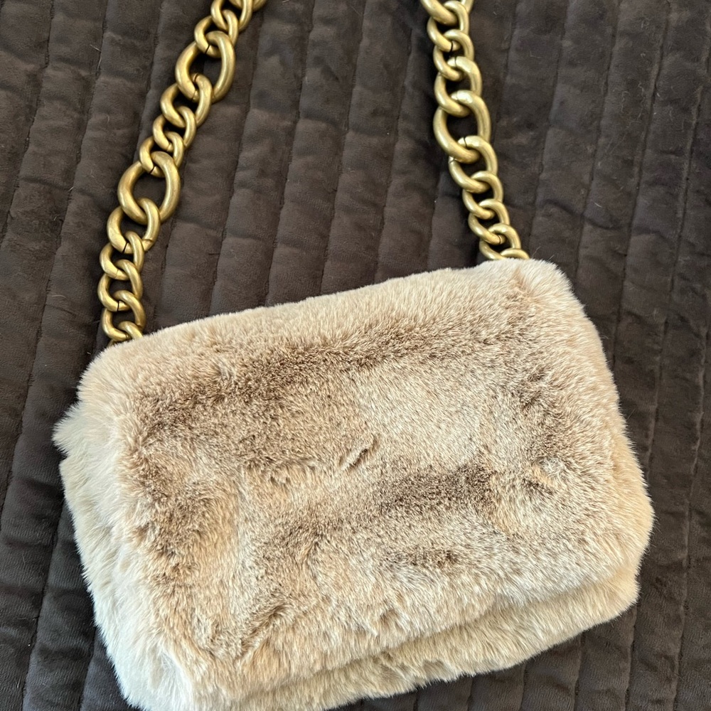 Zara faux fur chain shoulder bag